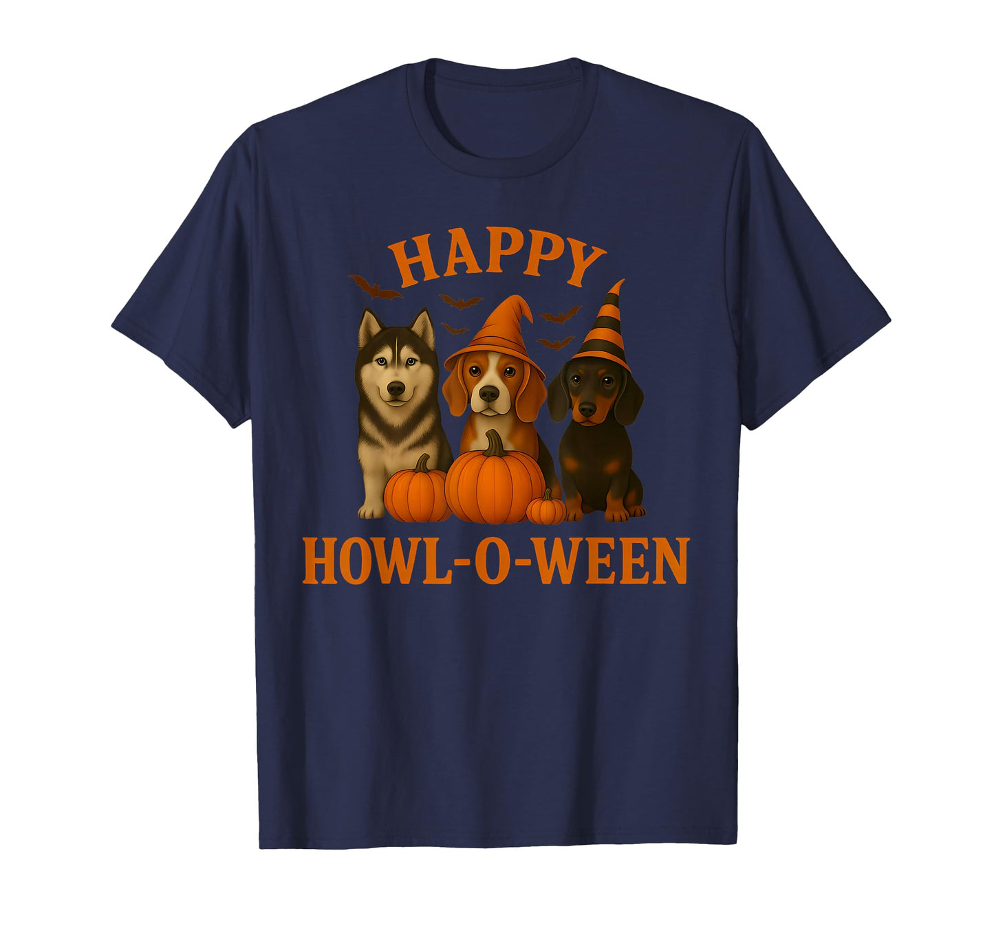 Happy Howl-O-Ween Wiener Dog Pumpkin Halloween T-Shirt