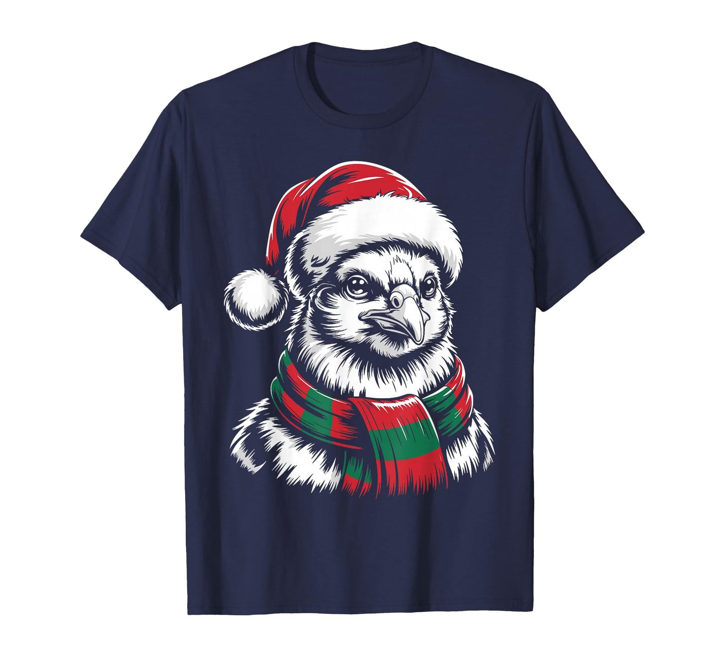 Chicken Xmas Santa Hat Scarf Christmas Costume T-Shirt