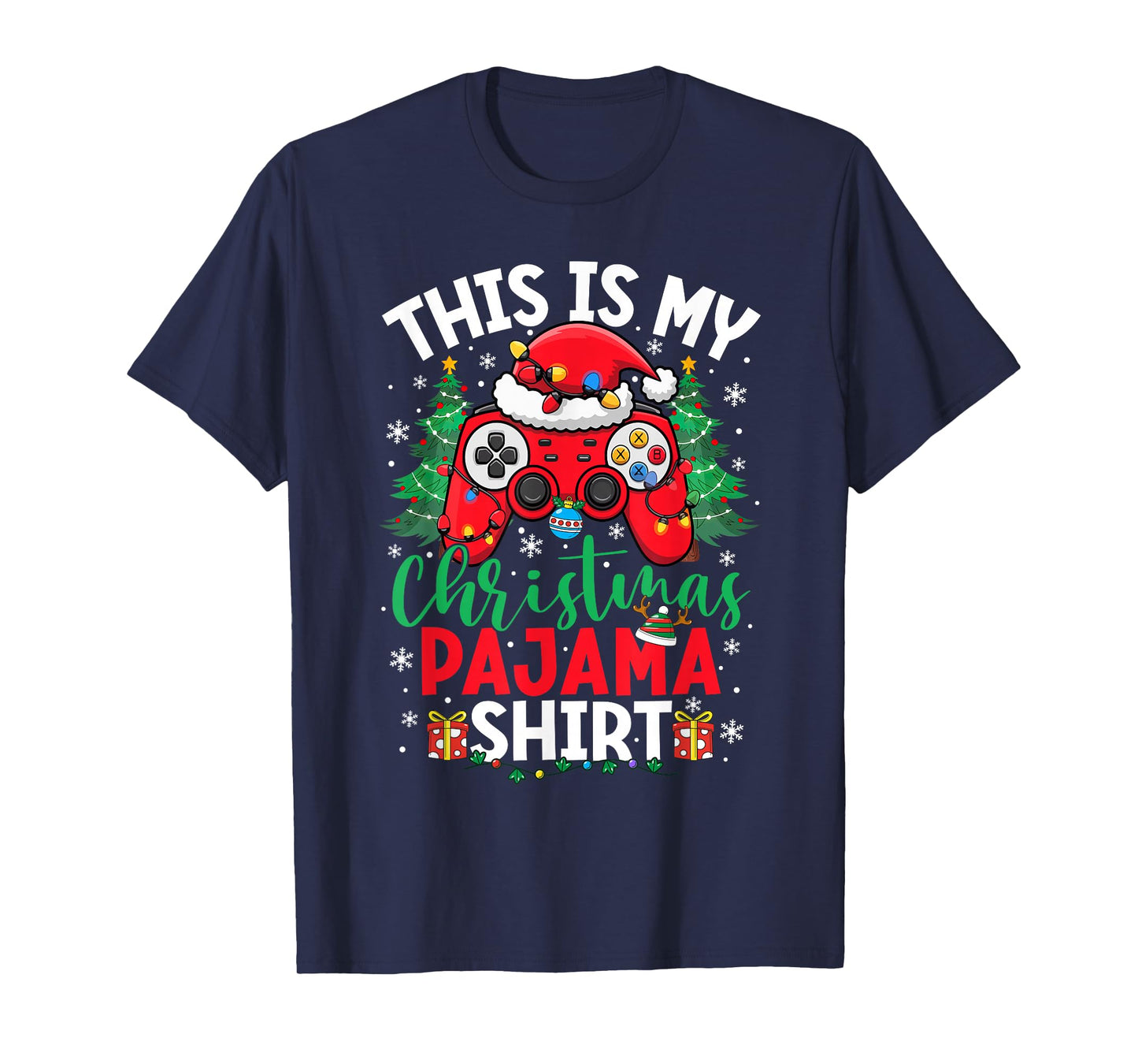 This is My Christmas Pajama Shirt Santa Hat Video Game Gamer T-Shirt