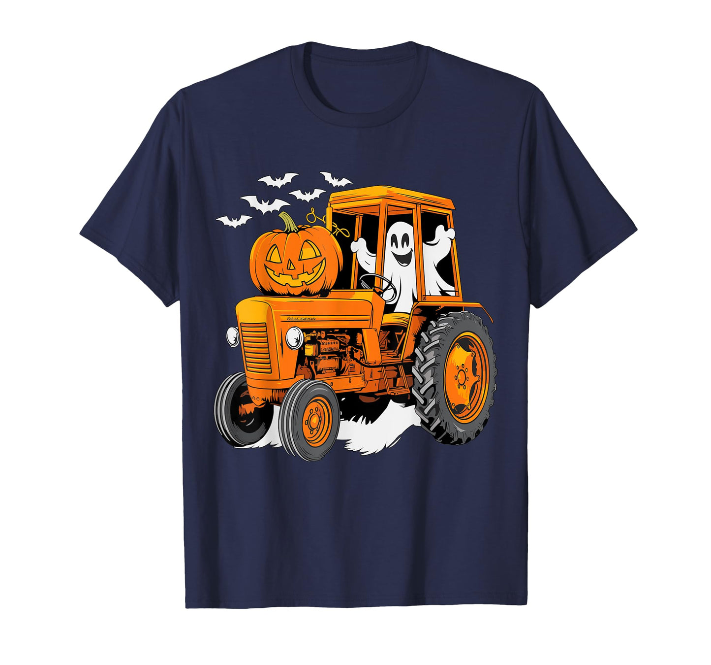 Farmer Tractor Ghost and Pumpkin Halloween Costume T-Shirt