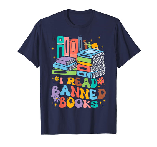 Vintage Retro I Read Banned Books Funny Book Lover Bookworm T-Shirt