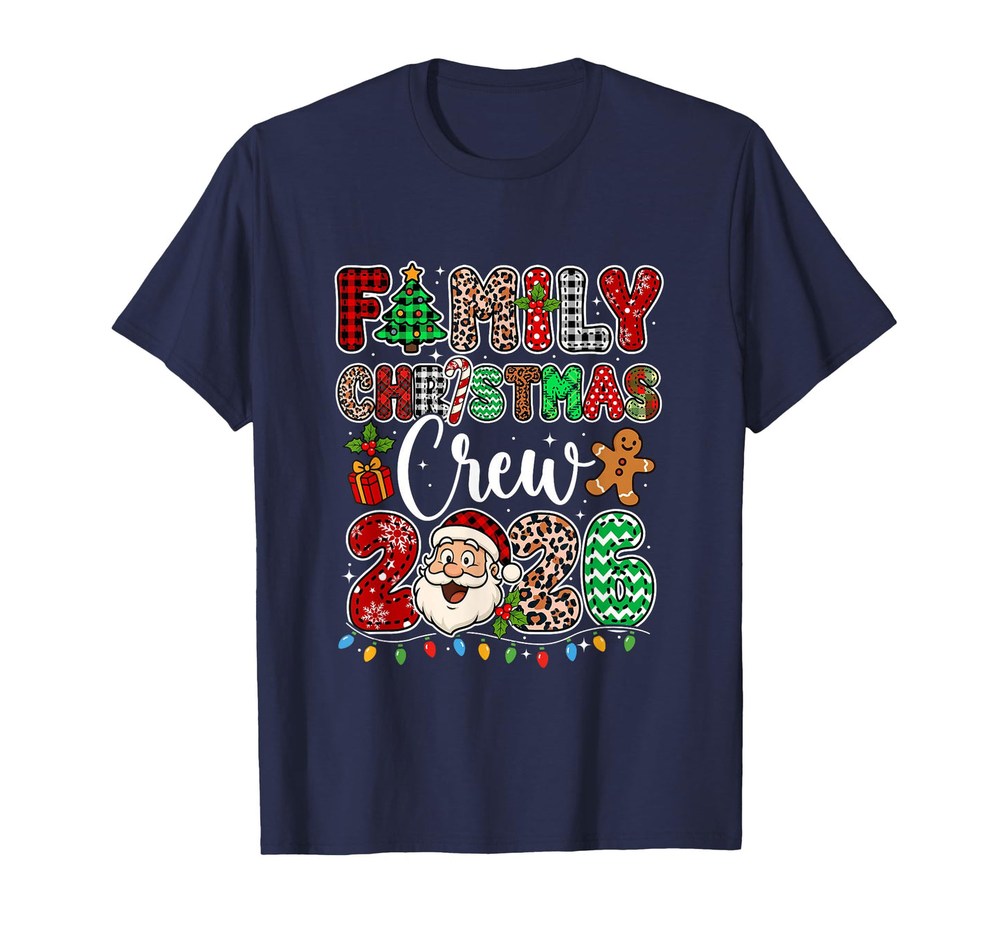Family Christmas Crew 2026 Leopard Funny Santa Family Kids T-Shirt