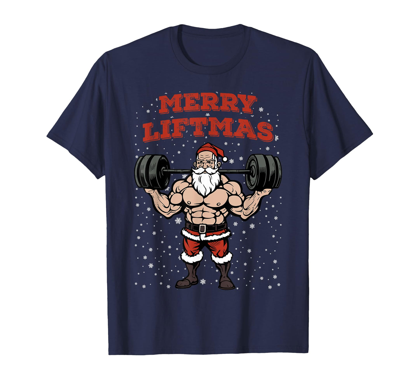 Merry Liftmas Christmas Muscular Santa Claus Gym Workout T-Shirt