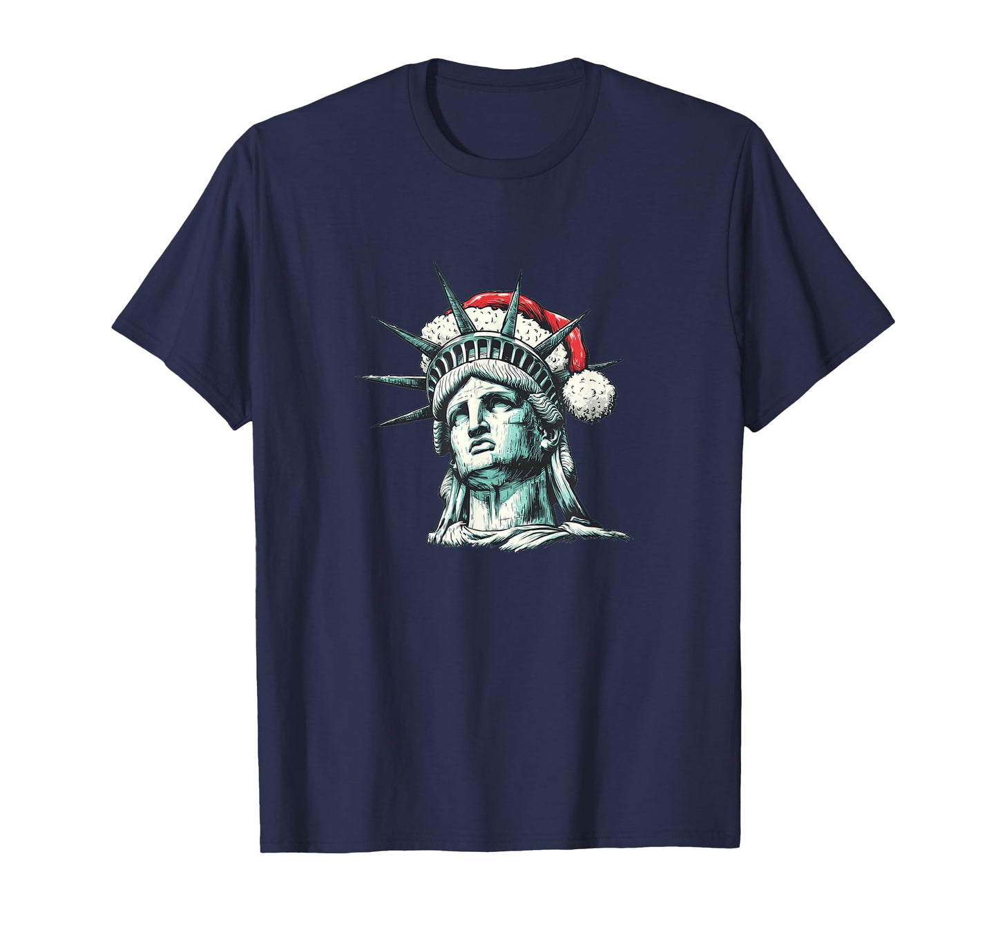 Nice USA Liberty Statue with Santa Claus Hat for Christmas T-Shirt