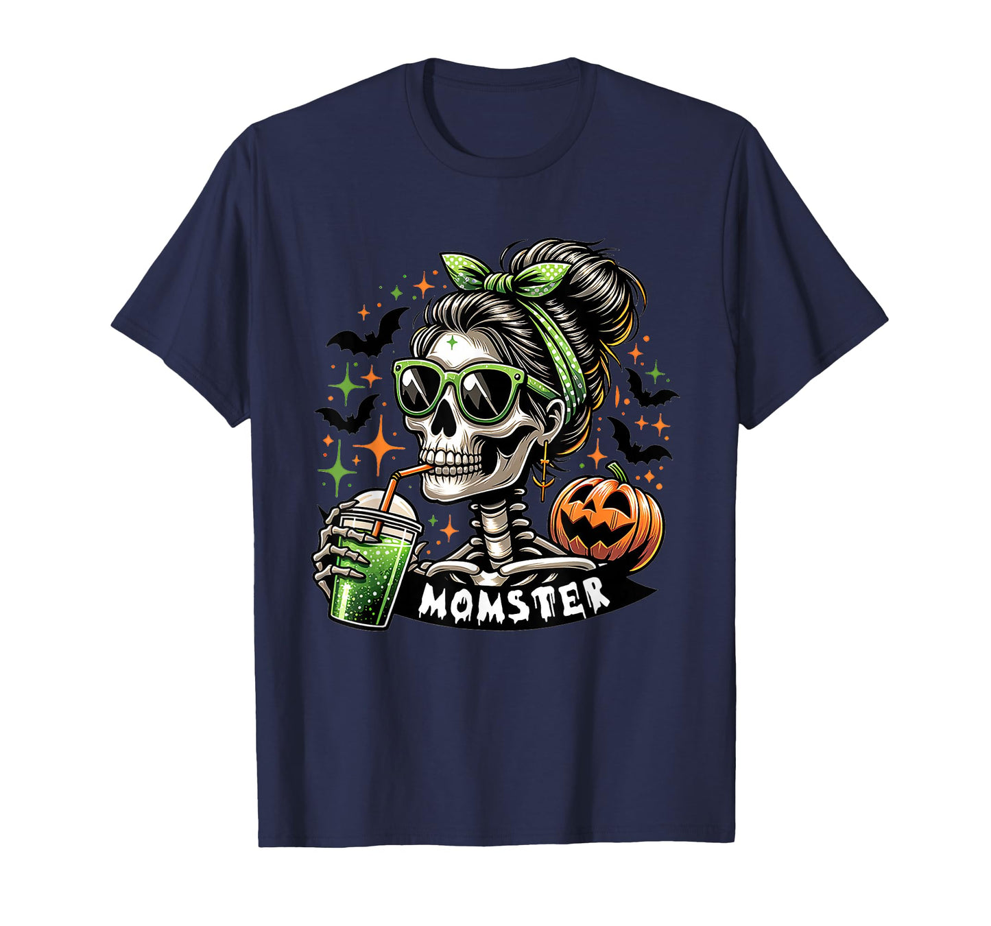 Momster Messy Bun Halloween Mom Leopard Halloween Costume T-Shirt