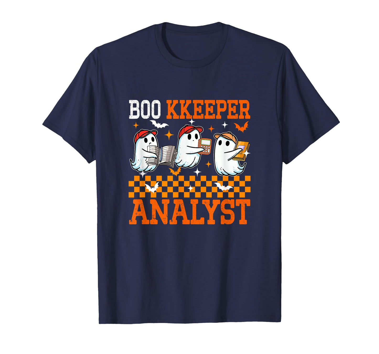 Boo Kkeeper Analyst Halloween Bookkeeper Three Cute Boos T-Shirt