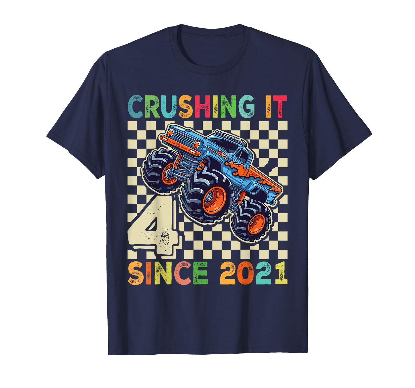 Birthday Monster Truck 4 year Old Boys 4th Party Born 2021 T-Shirt