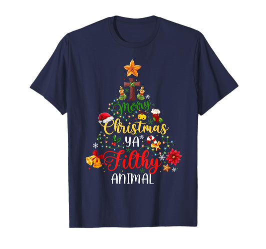 Merry Christmas Animal Filthy Ya Funny Xmas Family Pajama T-Shirt