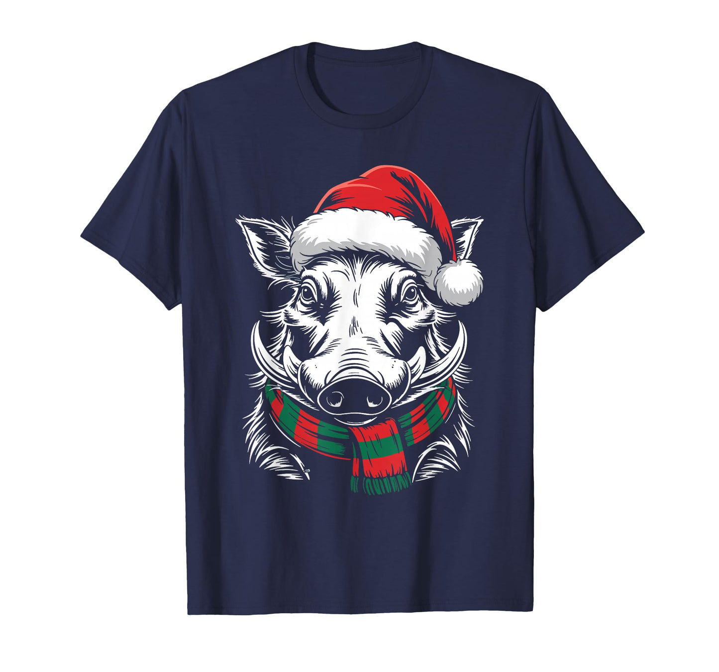 Warthog Xmas Santa Hat Scarf Christmas Costume T-Shirt
