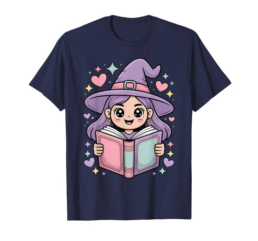 Cute Reading Witch Book Lover Teacher Librarian Bookworm T-Shirt