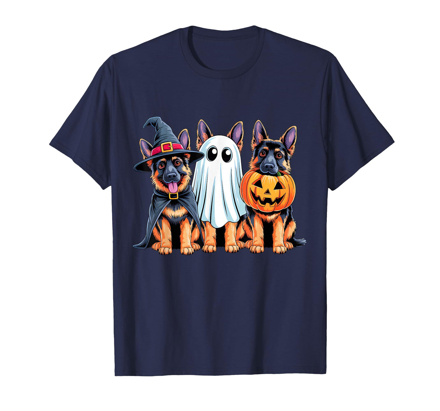 German Shepherd Halloween Funny Dog Lover Pumpkin Witch T-Shirt