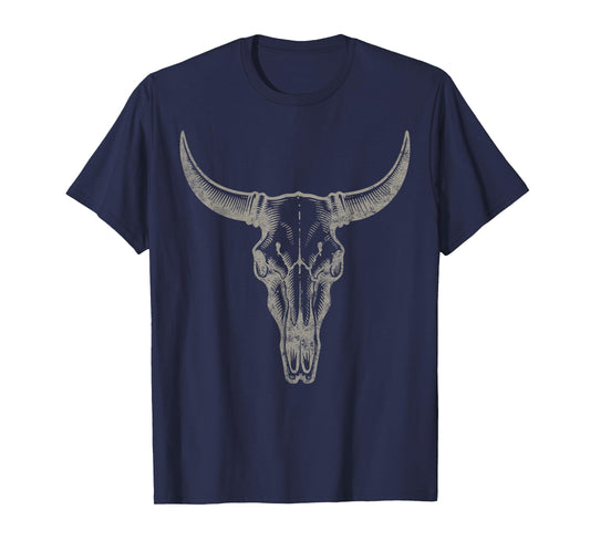 Cowgirl Cowboy Vintage Women Men Western Cow Skull Graphic T-Shirt