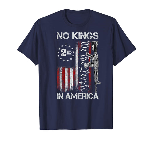 No Kings in American Vintage USA Flag No Kings (ON Back) T-Shirt