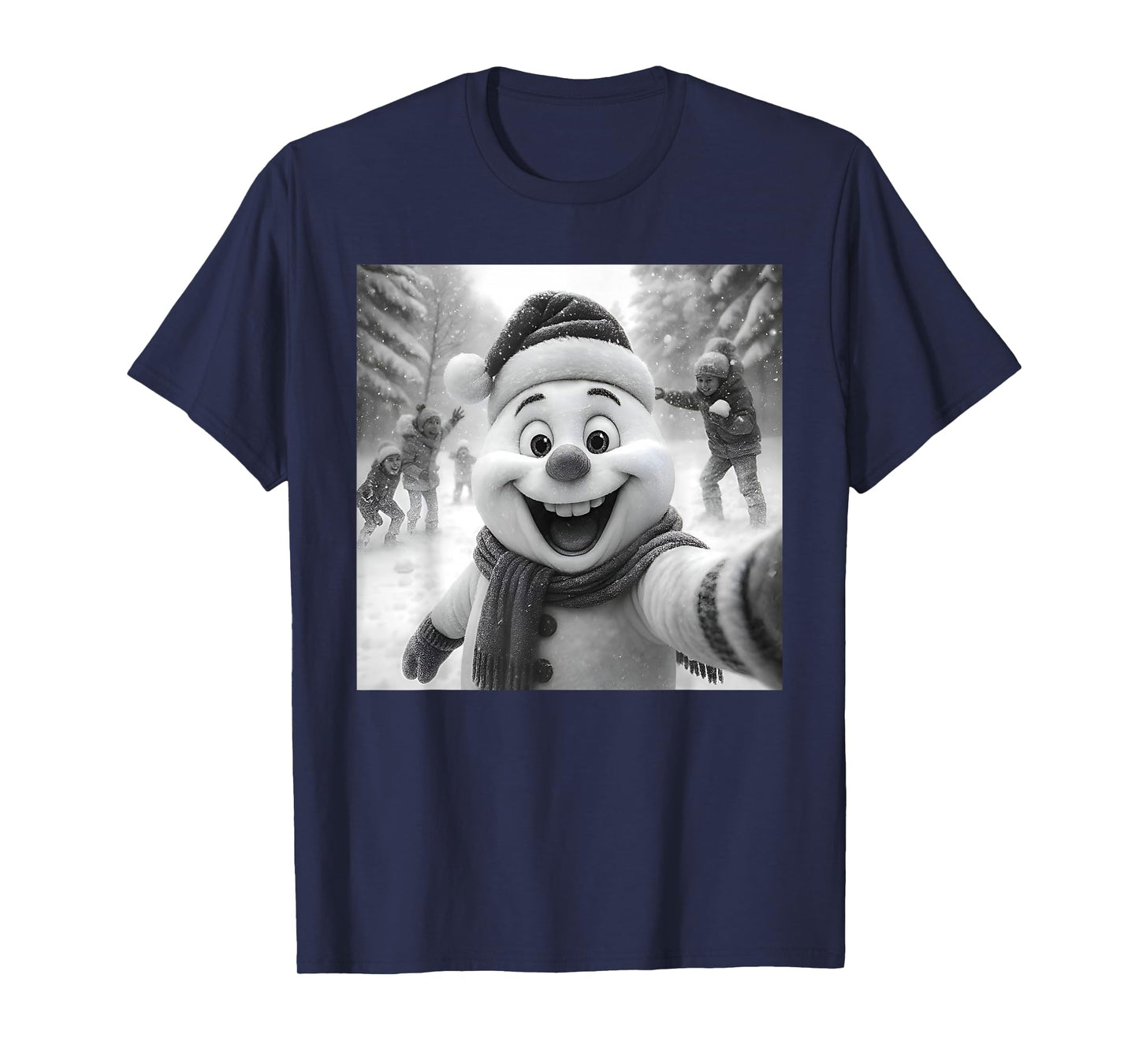 Snowman Taking A Selfie Funny Christmas Xmas Pajamas Holiday T-Shirt