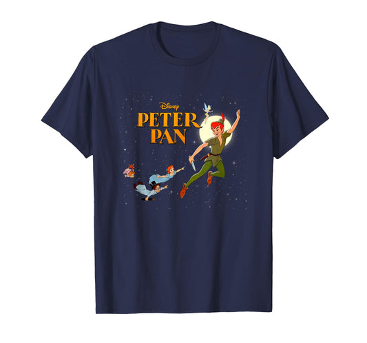 Disney Peter Pan Vintage Retro Group Shot Big Chest Poster T-Shirt