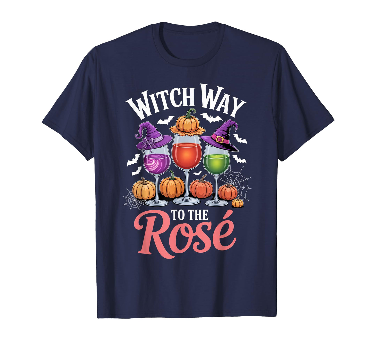 Witch Way to The Rosé Funny Halloween Wine Humor Outfit T-Shirt