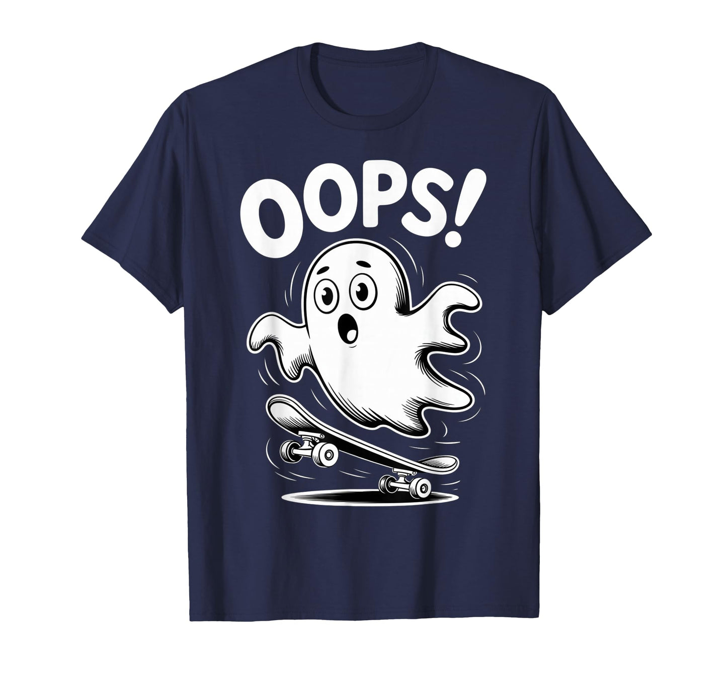 Funny Ghost On Skateboard Retro Halloween Costume Kids Boys T-Shirt