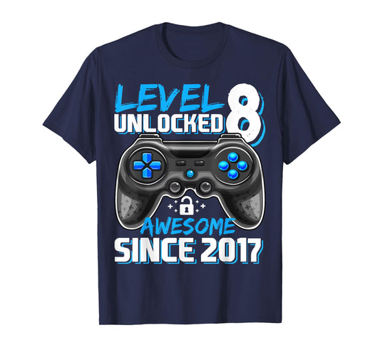 8th Birthday Boy Level 8 Gamer 8 Year Video Game Party T-Shirt