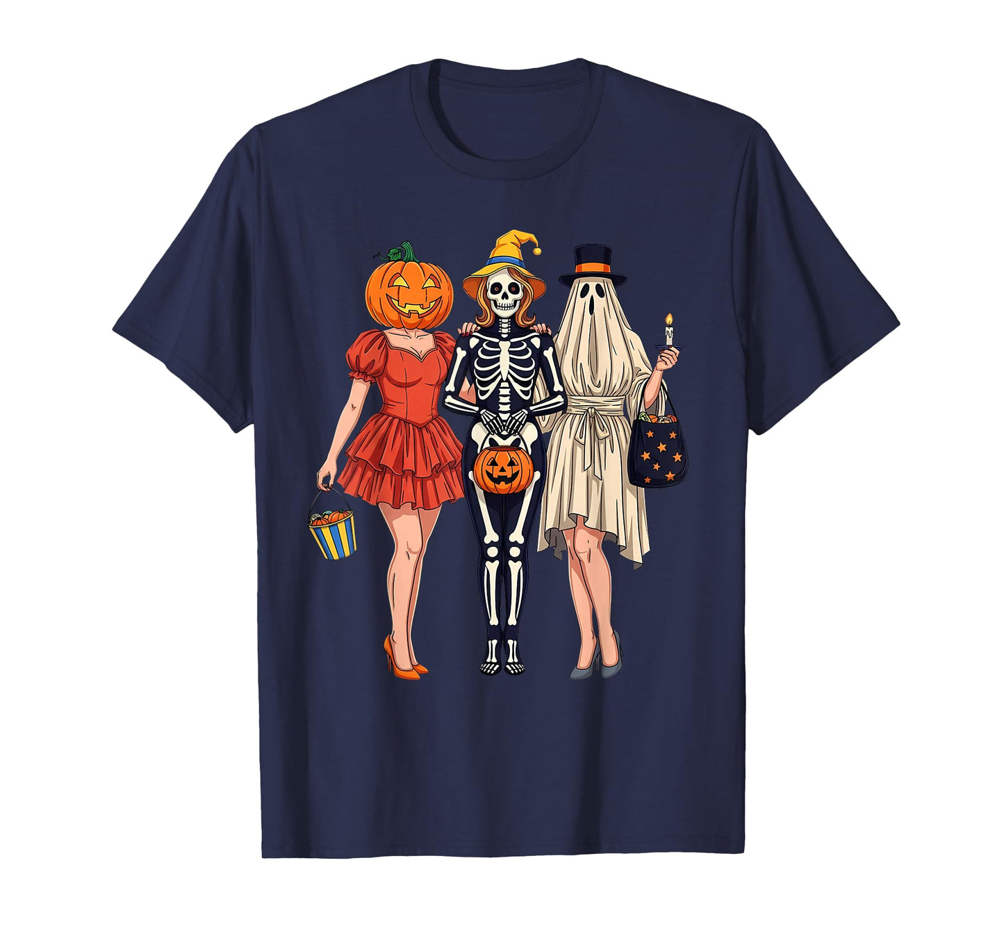 Halloween Witch Retro Vintage Pumpkin Pin Up Adult Humor T-Shirt