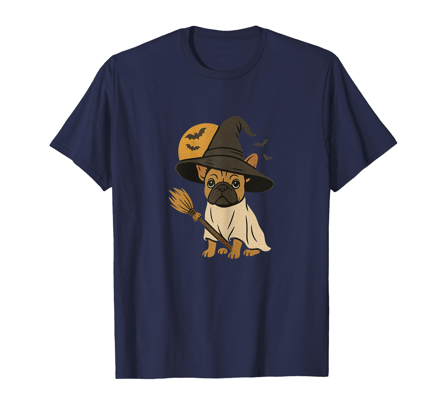 French Bulldog Witch Halloween Design, Cute Frenchie Dog T-Shirt