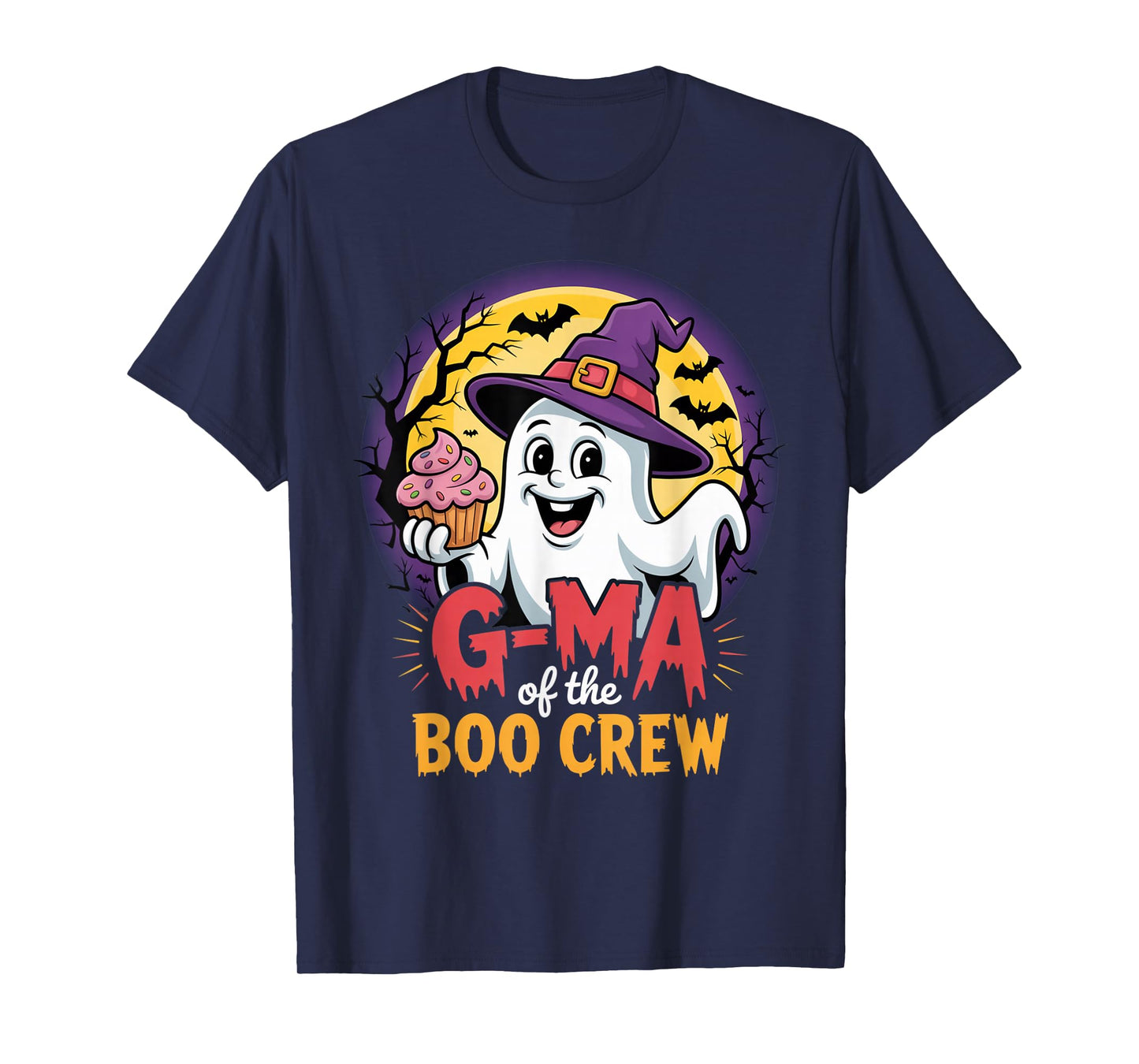 G-Ma of The Boo Crew Ghost Halloween Bats Cupcake Pumpkins T-Shirt