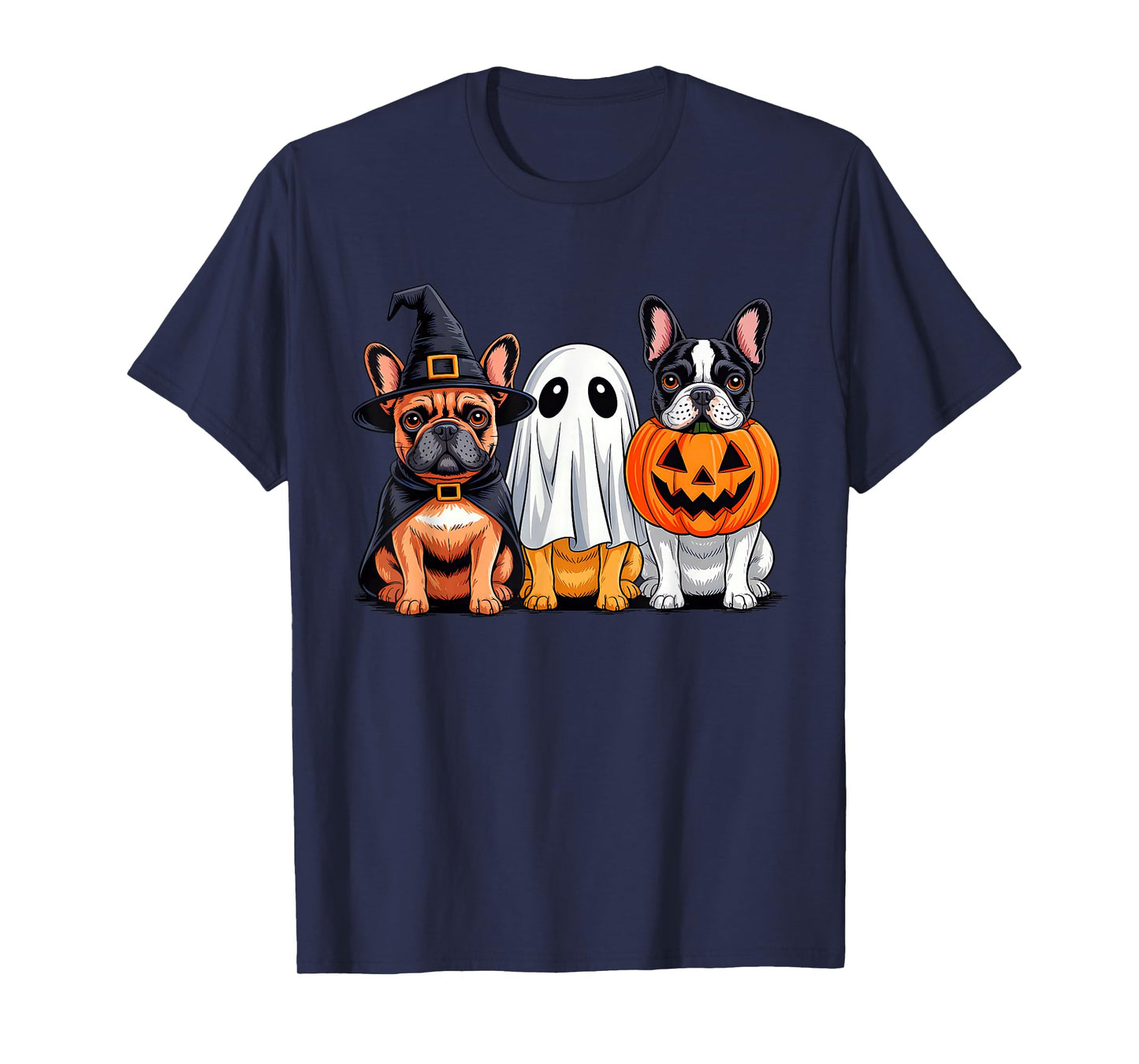 French Bulldog Halloween Funny Dog Lover Pumpkin Witch Ghost T-Shirt