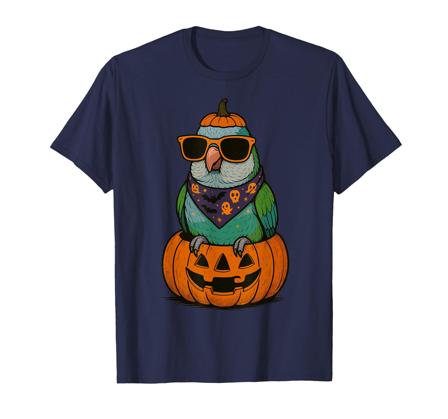 Spooky Quaker Parrot Pumpkin Halloween Bird Lovers T-Shirt