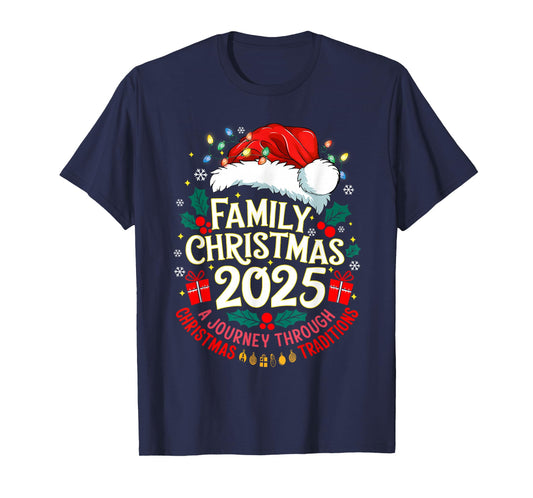 Family Christmas 2025 Santa Hat Pajamas Xmas Funny Holiday T-Shirt