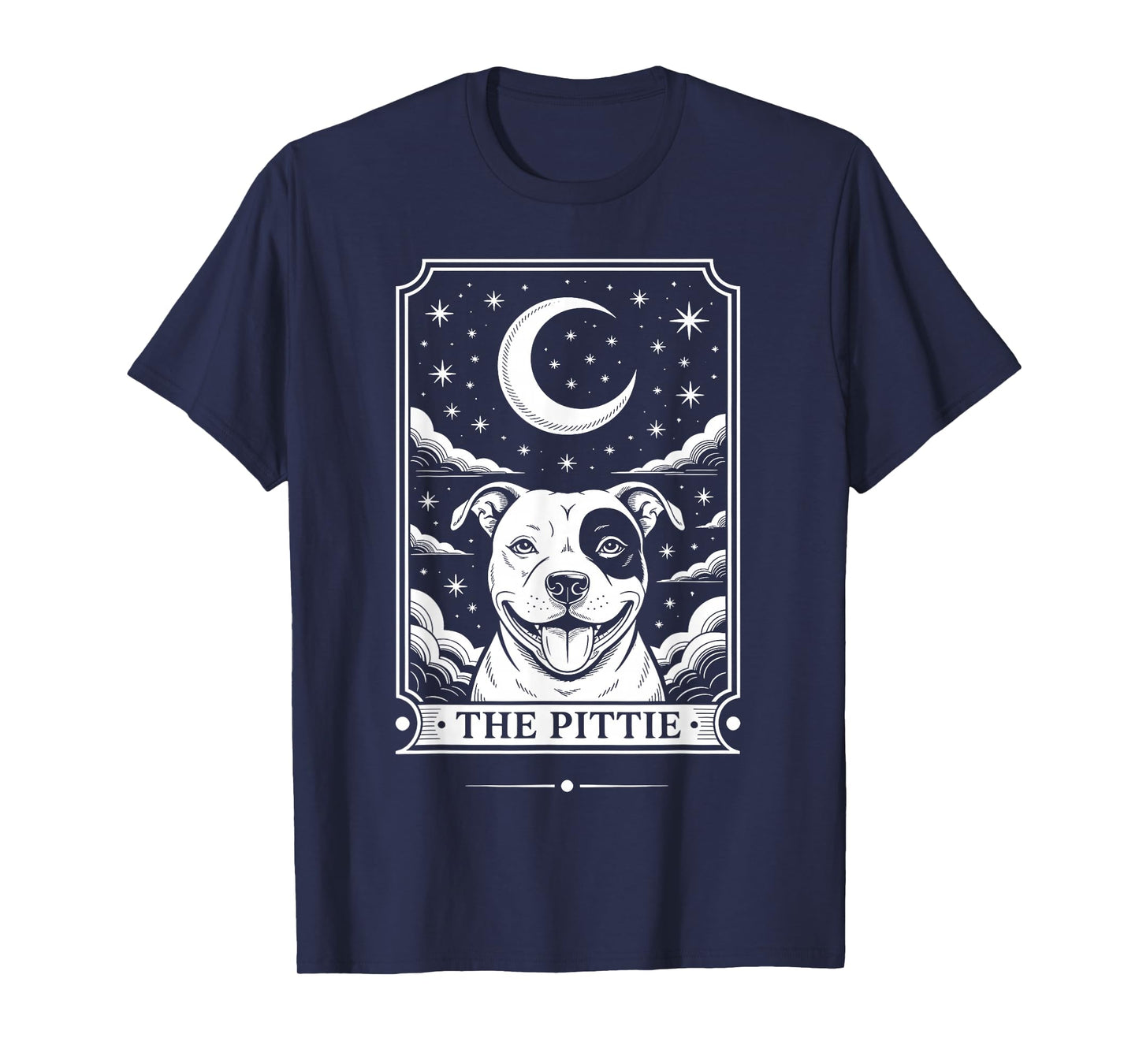 Tarot Card Vintage Crescent Moon Pit Bull Dog Pittie T-Shirt