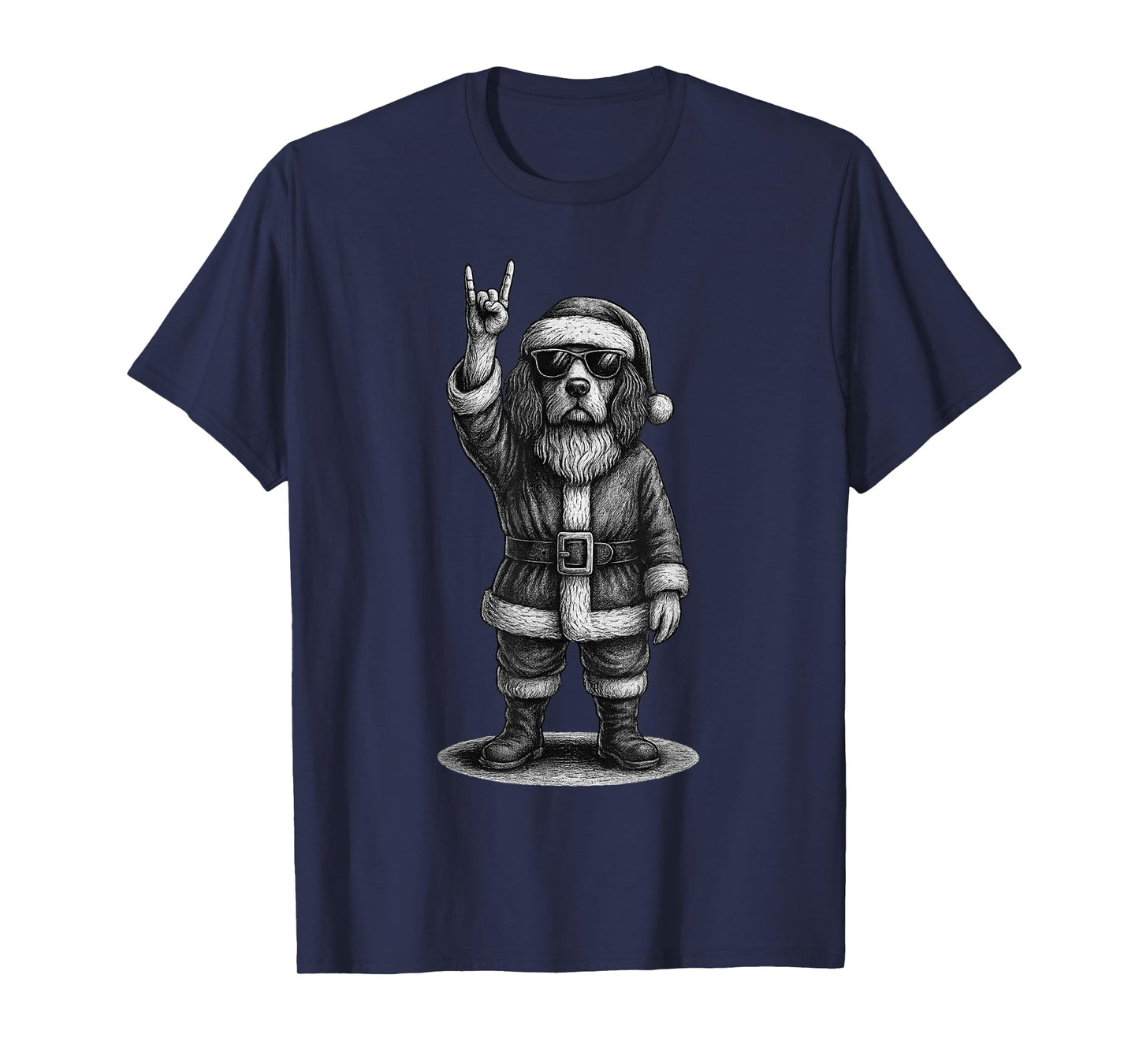 Brittany Spaniel Rock Music Christmas Dog Lover T-Shirt