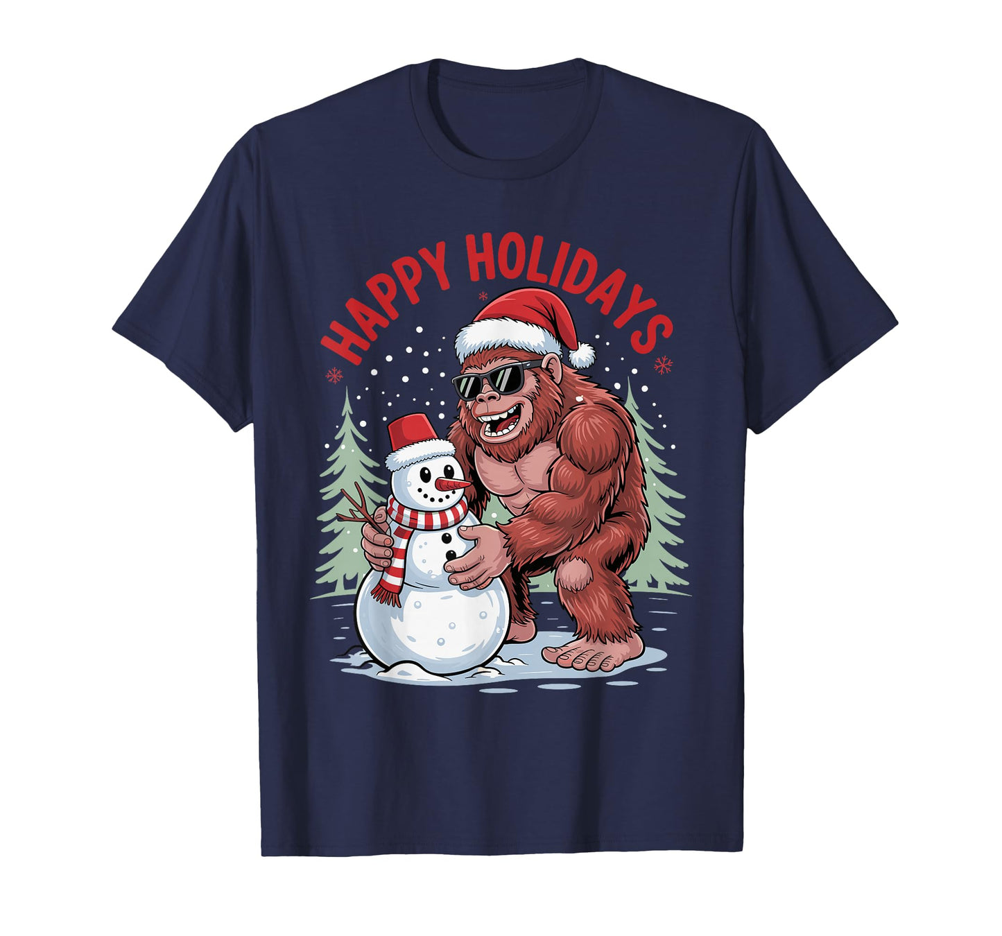 Santa Bigfoot Christmas Cool Snowman Sasquatch Xmas Holiday T-Shirt