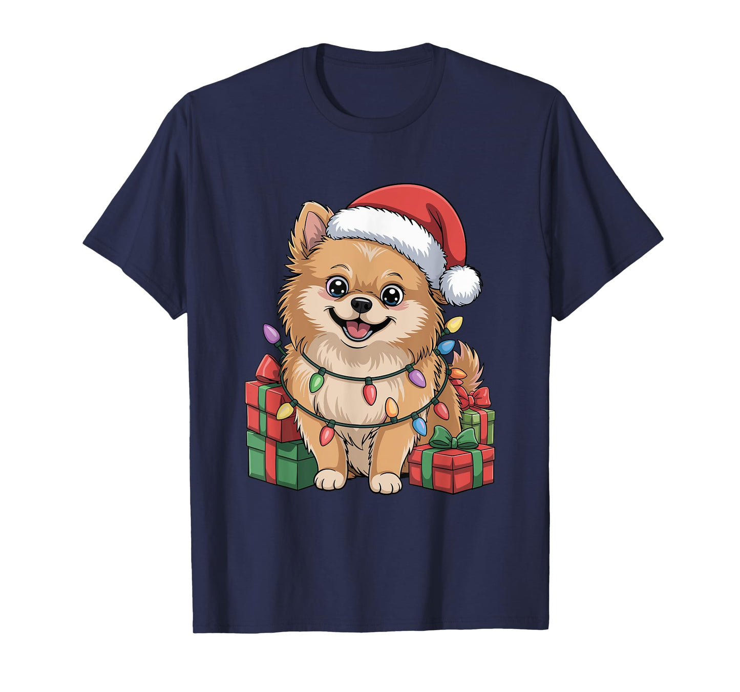 Cute Pomeranian Christmas Design Funny Dog Lover Holiday T-Shirt