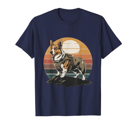 Tactical Corgi Dog Retro Vintage 70s 80s Style Funny Corgi T-Shirt