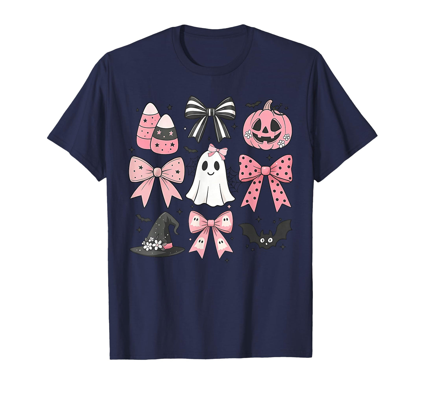 Pink Coquette Bow Halloween Pumpkin Day Women Girls Kids T-Shirt
