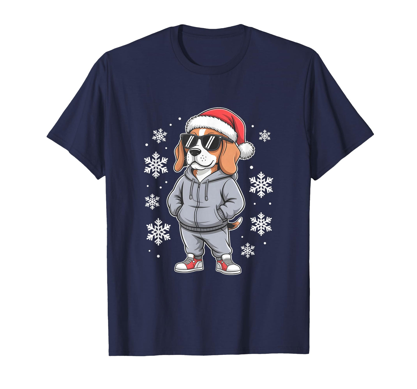 Beagle in Sunglasses Cool Christmas T-Shirt