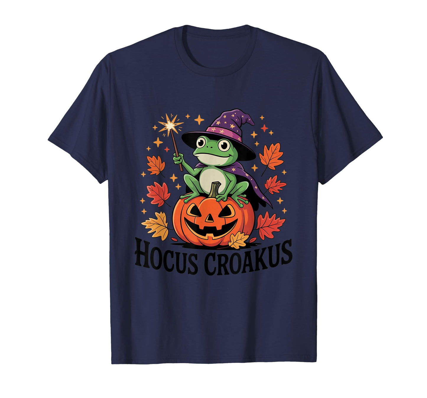Hocus Croakus Pumpkin Wizard Frog Funny Halloween Witch T-Shirt