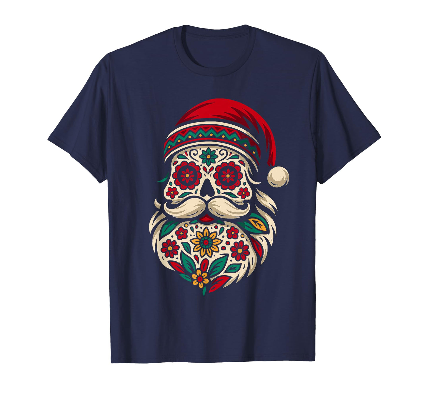Cool Sugar Skull Santa Shirt Men, Mexican Santa Christmas T-Shirt