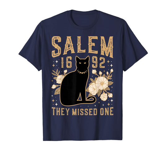 1692 They Missed One Shirt Salem Witch Trials Black Cat Moon T-Shirt