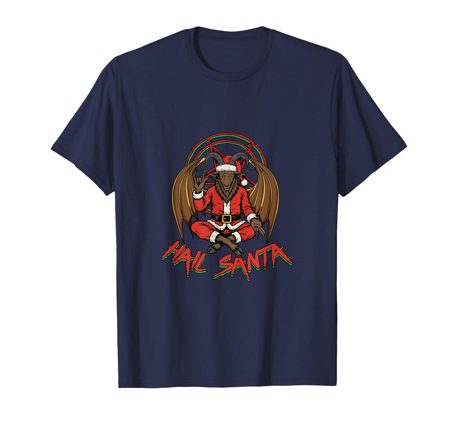 Hail Santa Heavy Pagan Solstice Gothic Christmas Baphomet T-Shirt
