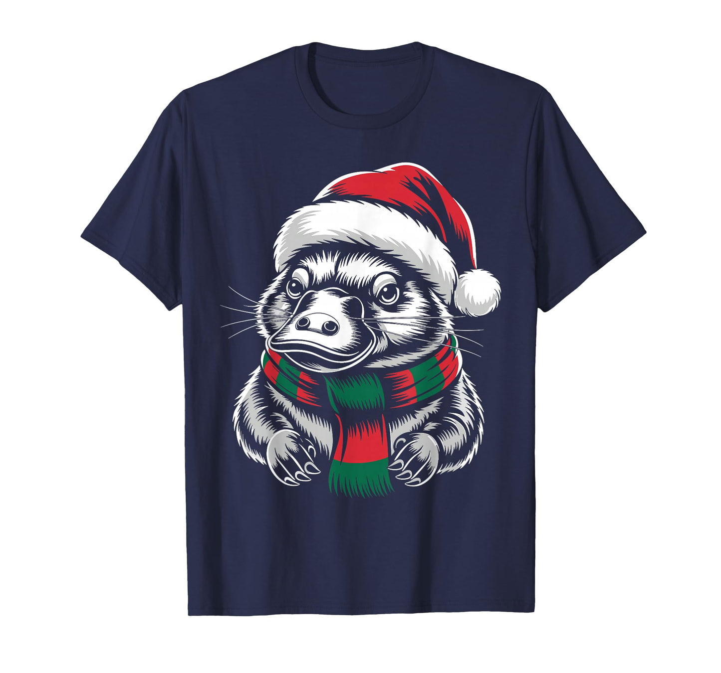 Platypus Xmas Santa Hat Scarf Christmas Costume T-Shirt