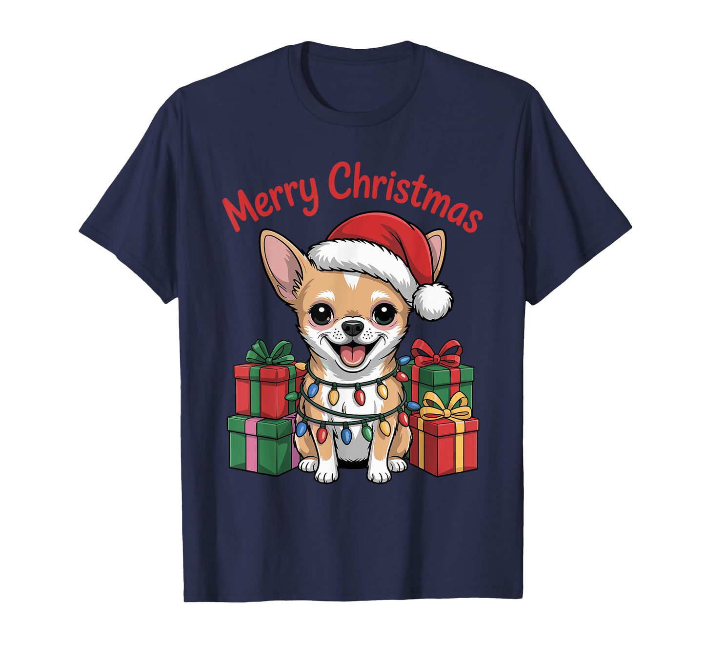 Cute Chihuahua Christmas Xmas Design Funny Dog Lover Holiday T-Shirt