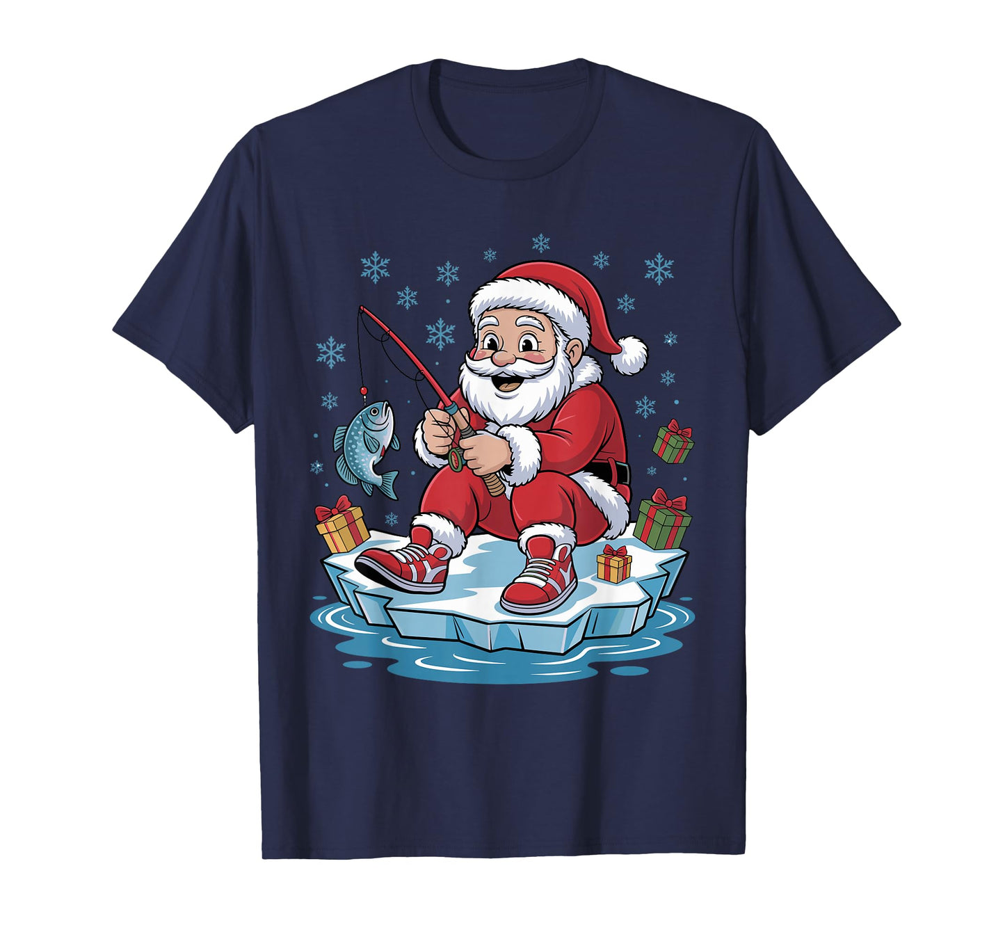 Fisherman Santa Funny Fishing Lovers Christmas Xmas Pajama T-Shirt