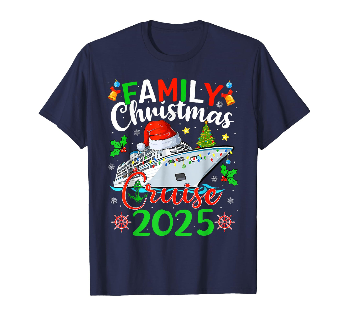 Family Christmas Cruise 2025 Xmas Lights Pajamas Holiday T-Shirt