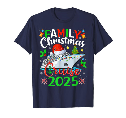 Family Christmas Cruise 2025 Xmas Lights Pajamas Holiday T-Shirt