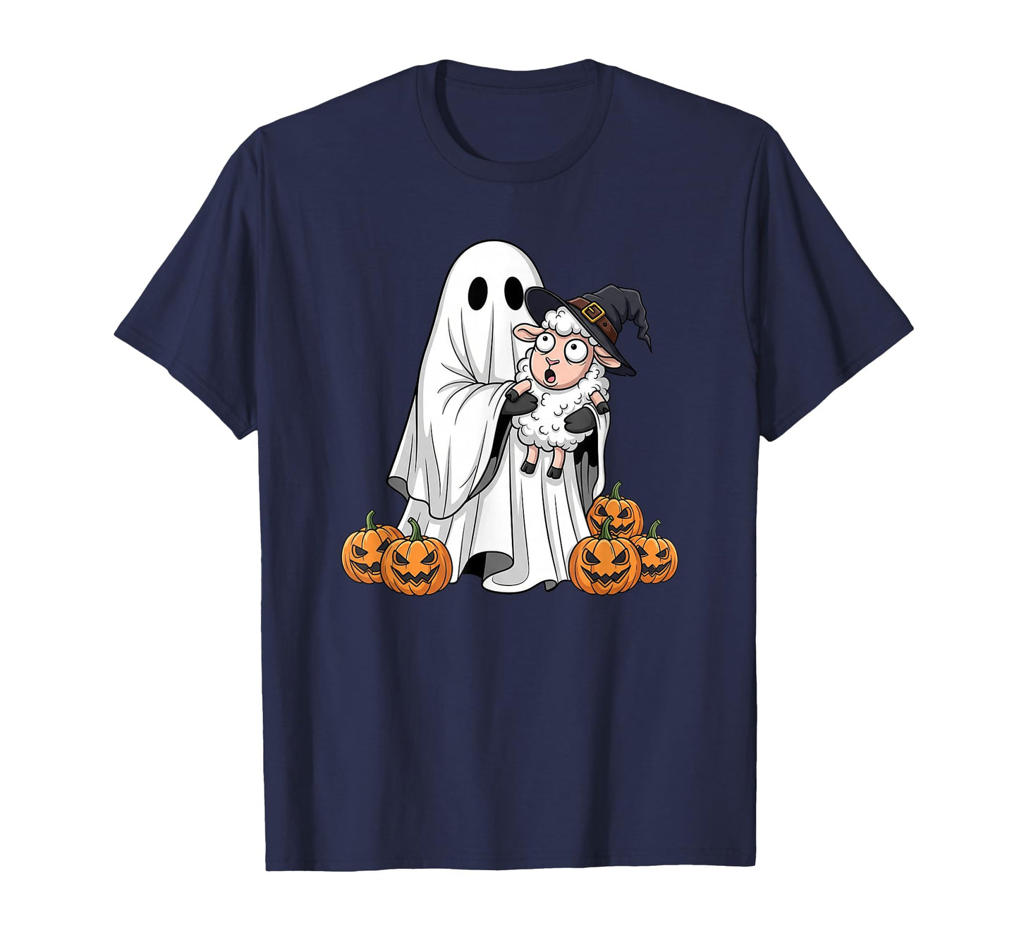 Funny Ghost Sheep Pumpkin Halloween Kids Mens Womens T-Shirt