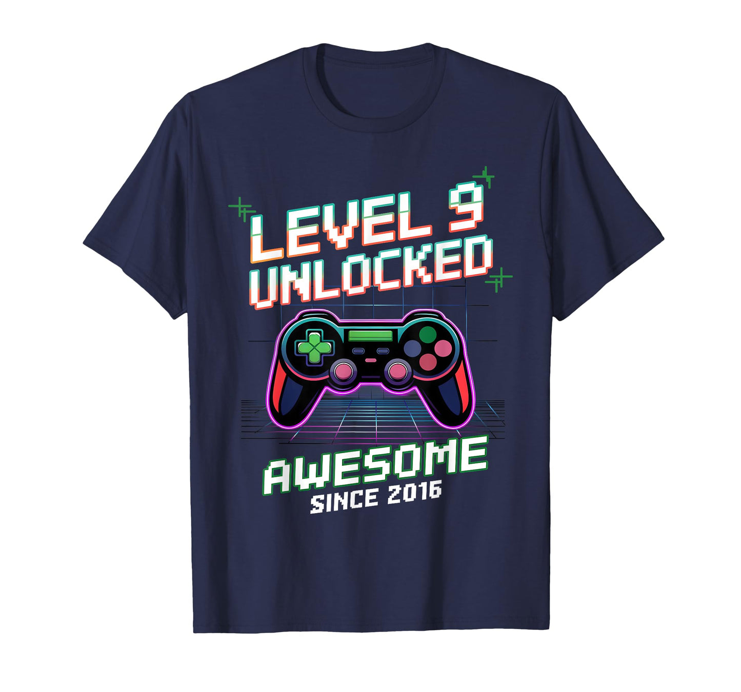 Level 9 Unlocked Awesome Since 2016 9th Birthday Boy Gaming T-Shirt