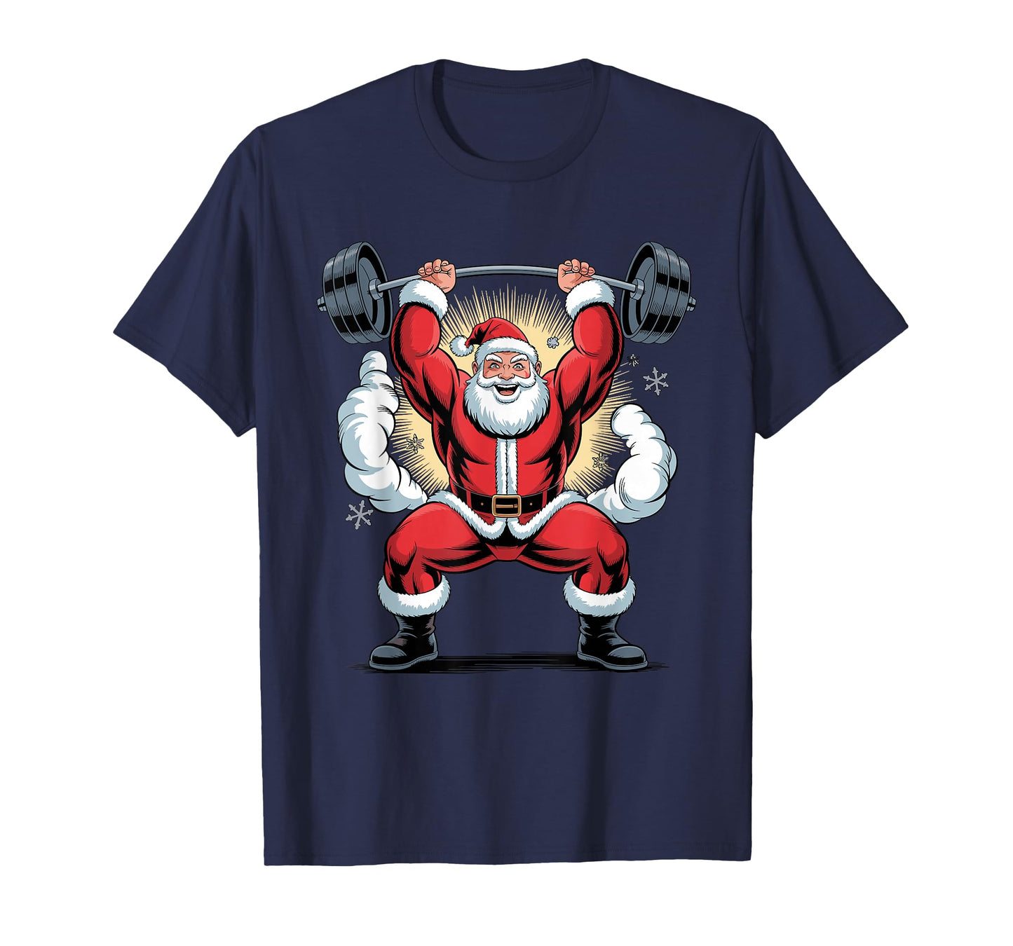 Santa Weightlifting Funny Fitness Gym Training Christmas T-Shirt