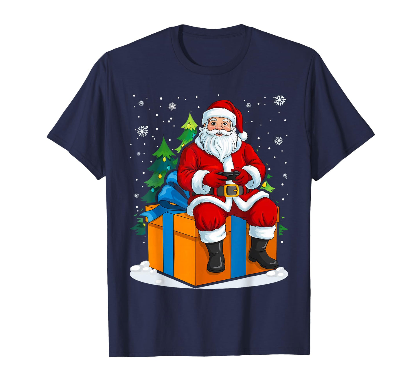Gamer Santa Playing Video Games Kids Boys Men Christmas T-Shirt