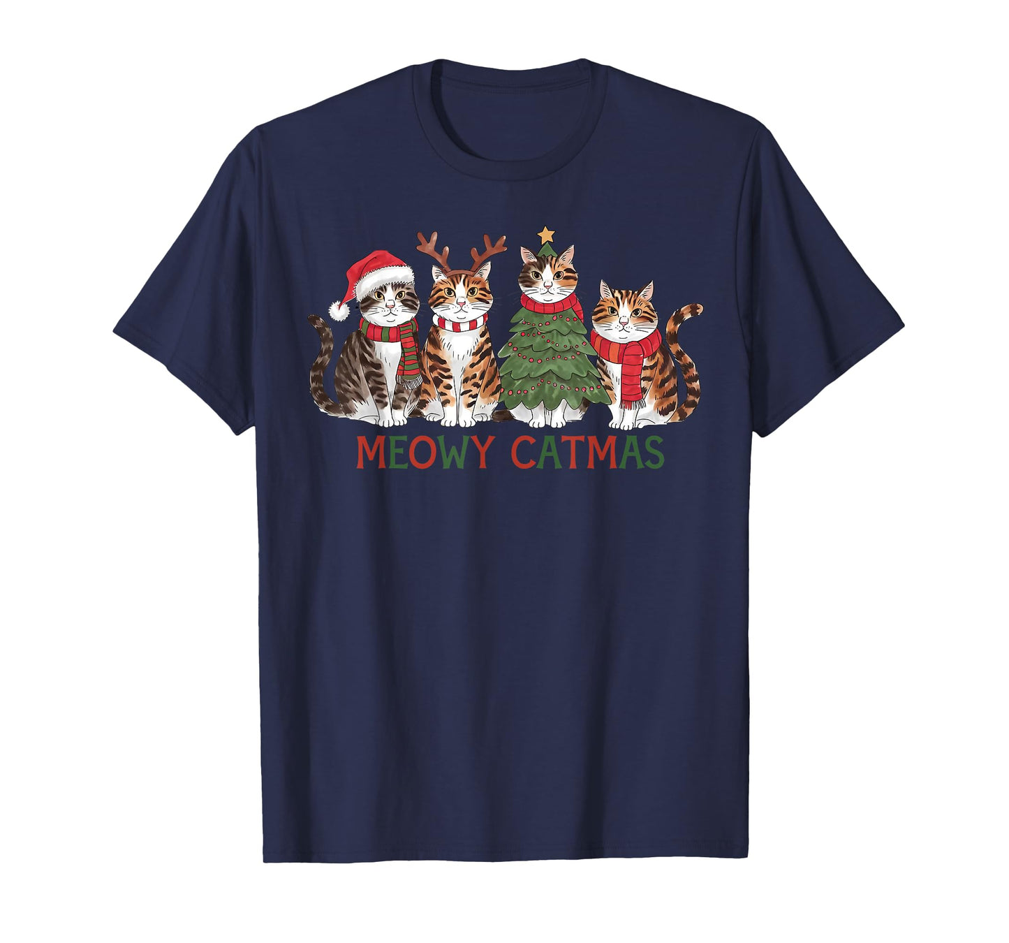 Meowy Catmas Cat Lover Merry Christmas Pajamas Xmas Holiday T-Shirt