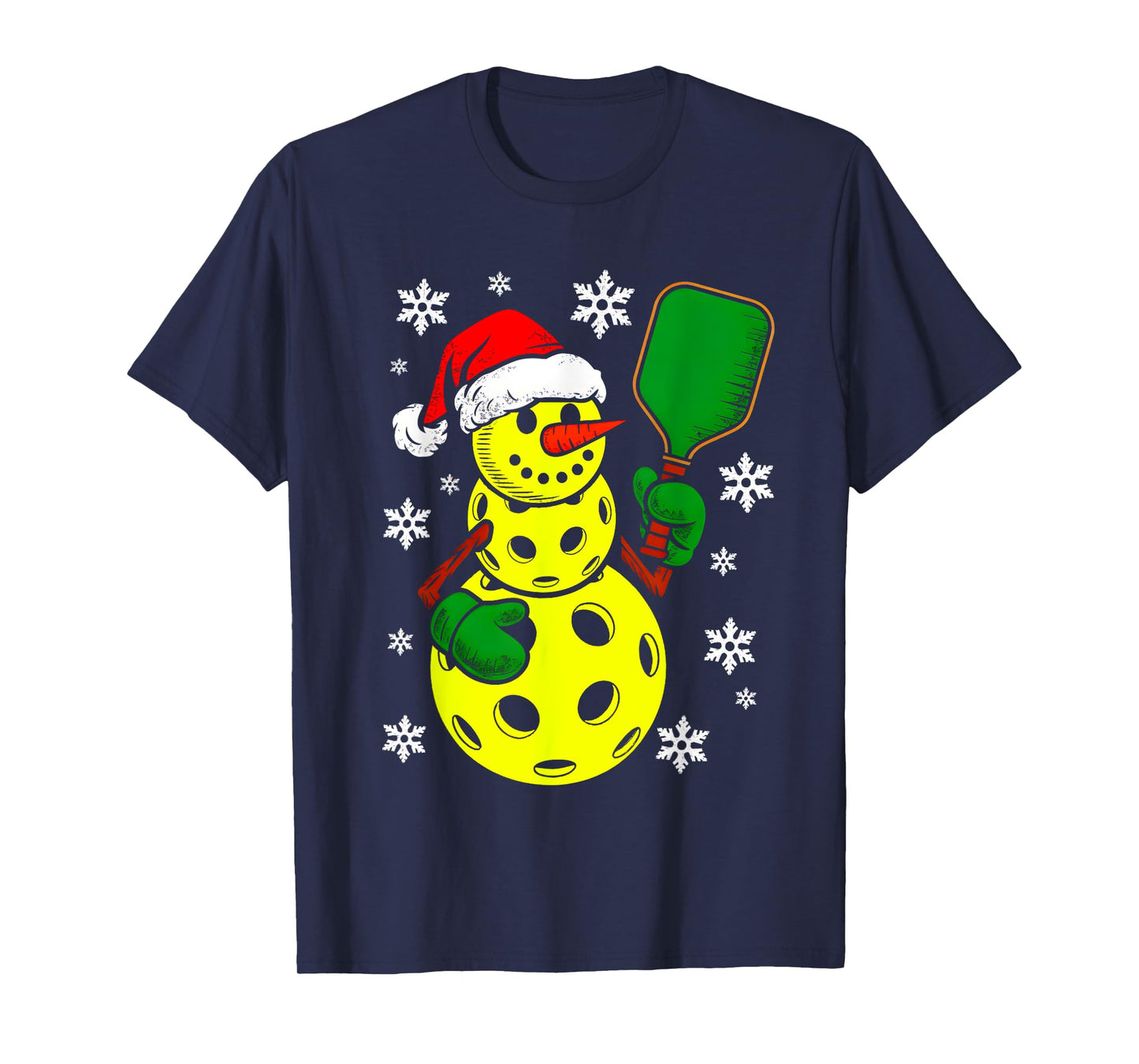 Pickleball Santa Hat Snowman Xmas Funny Pickleball Christmas T-Shirt